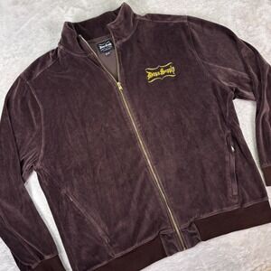 Dogg Supply Men's Brown Velour‎ Zip Jacket Size 2XL Gold Logo Snoop Dogg